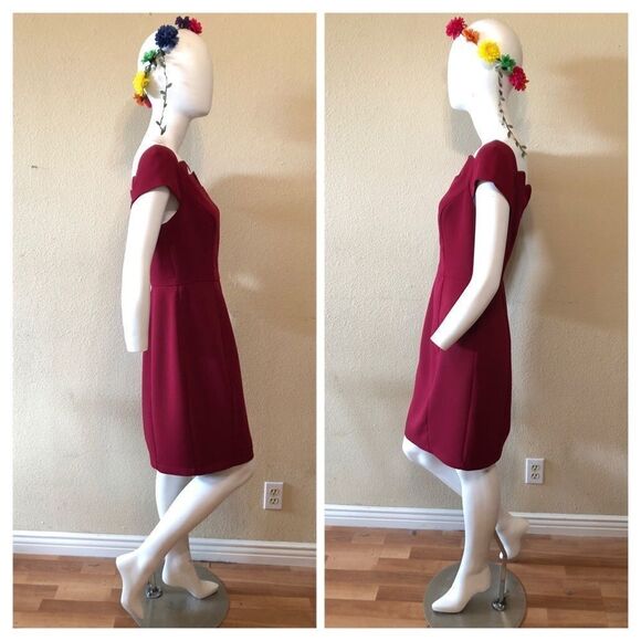 Herlyn Scallop Neck Sheath Dress Size Medium - Picture 3 of 8